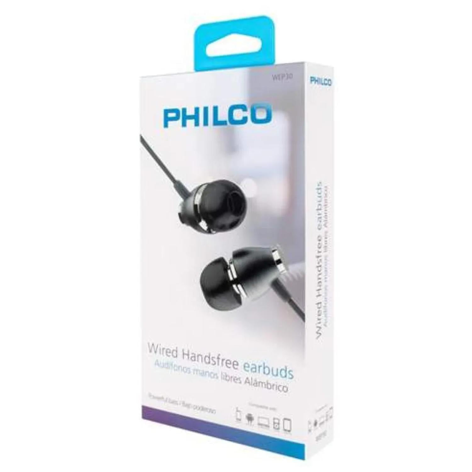 Philco - Audifonos Alambricos Manos Libres Jack 3.5 Negro D30