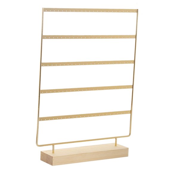 Soporte De Exhibición De Pendientes De 5 Niveles, Base De Madera, Suministros De Adorno, Estante Colgante Para Tienda, Dorado