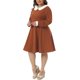 thumbnail image 4 of Agnes Orinda Disfraces de Halloween Vestido de Mujer Talla Grande Cuello Peter Pan Manga Larga Otoño Invierno Vestido Midi Línea A 2X Caramelo, 4 of 5