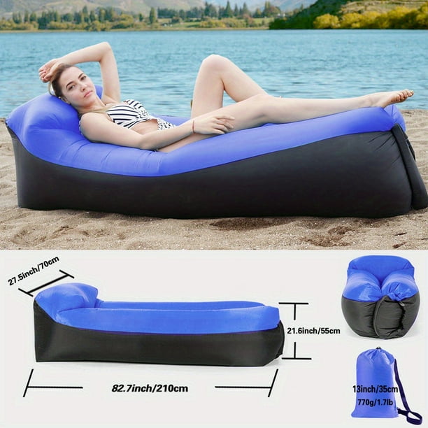 Inflatable Lounger Air Sofa Hammock - Portable, Waterproof And Leakproof Design - Great For Backyard Lakeside Beach Travel Camping Picnic And Music Festival Camping Bed
