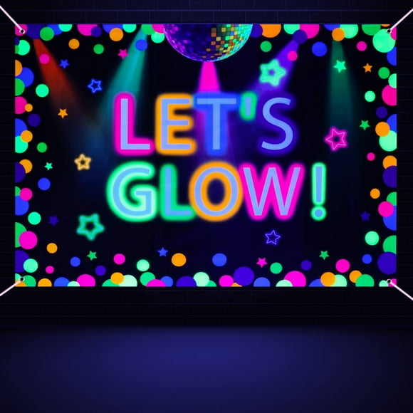 Telón de fondo fotográfico XJLANTTE Neon Let's Glow Party 1,8 x 1,2 m