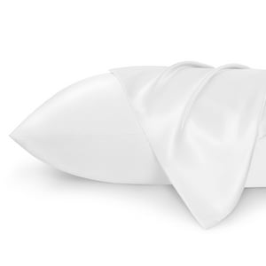 Juego De Fundas De Almohada Bedsure 2 Unidades Tamaño King Satinado Blanco Puro