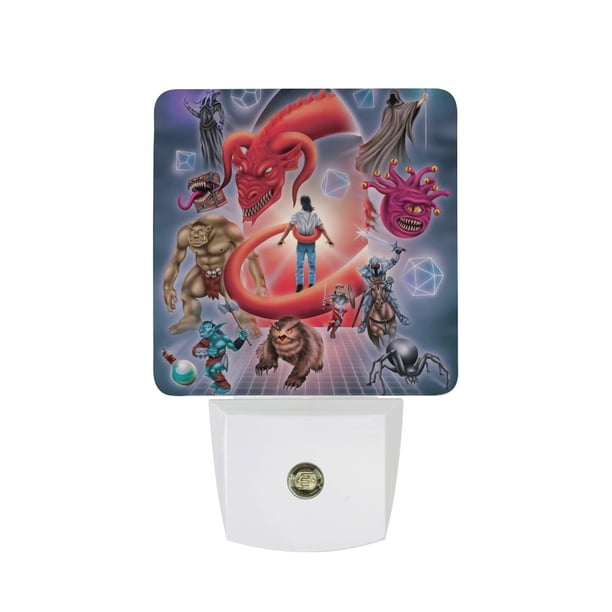 Dragones y Mazmorras Luz nocturna LED con sensor de anochecer a amanecer para dormitorio, baño, pasillo, escaleras - Lámpara LED nocturna de enchufe, 0.5W - 1 pieza
