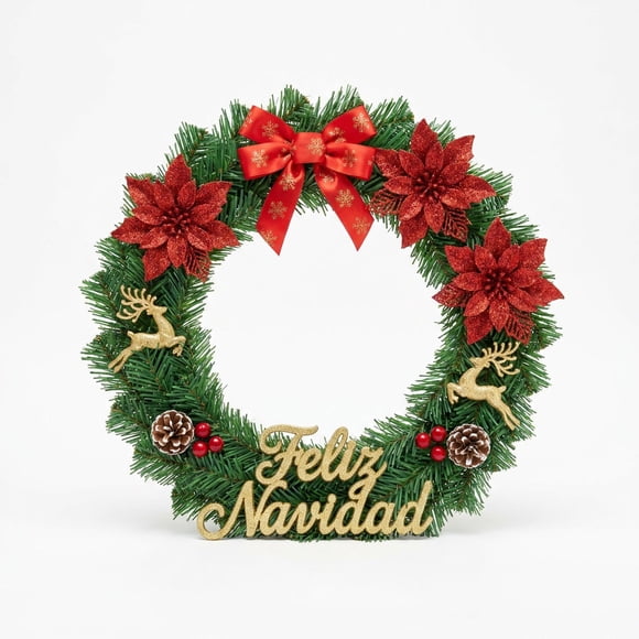 Corona Navideña Feliz Navidad 40cm Decoracion Navidad