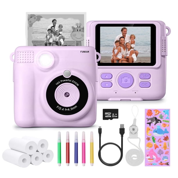 Cámara Infantil Con Impresión Instantánea - HD Y 32GB Para Niños De 4 A 10 Años