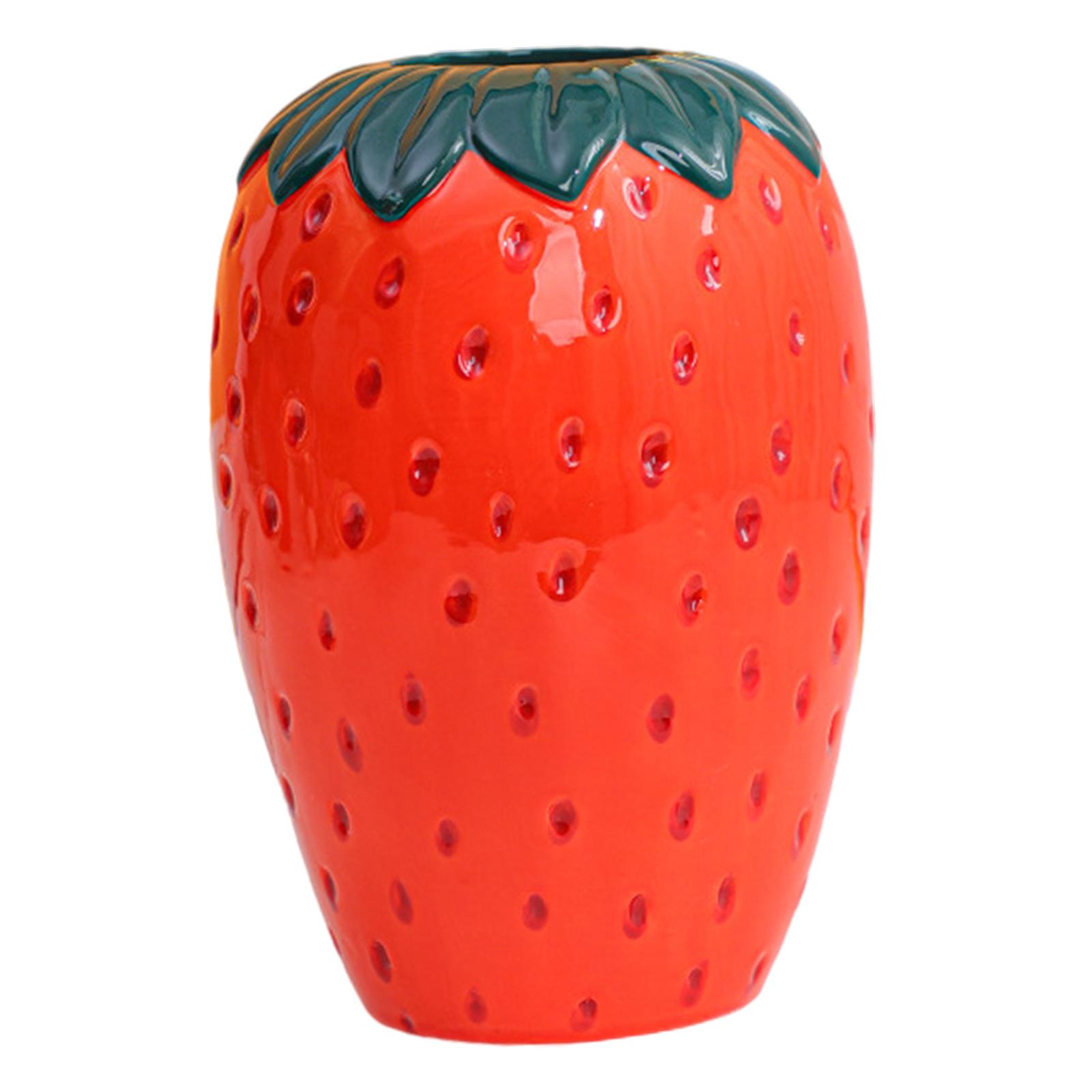 Magideal - Jarrón De Flores En Apariencia De Fresa, Arte Moderno, Portalápices Elegante, Arreglo De Flores Para Escritorio, Boda, Decoración De Chimenea, Adornos L