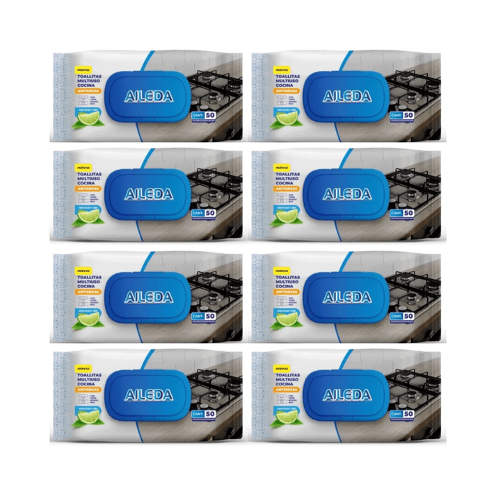 Pack 8 Toallitas Cocina Antigrasa Aileda 50un Multiuso