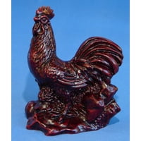Feng Shui Import - Estatua De Gallo Importado De Feng Shui, Resina Roja, 10 Cm De Altura