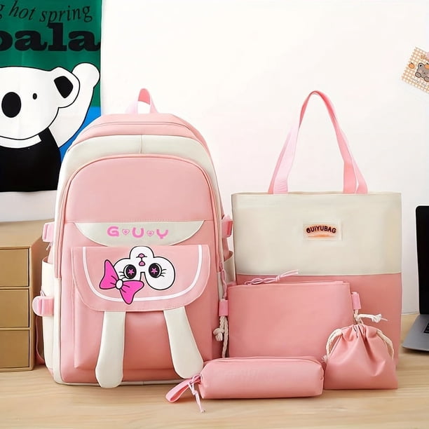 5pcs School Bags Set Kawaii Backpacks, Coin Purse, Pencil Case, Handbag, Crossbody Bag For Teens Girls Boys Travel School Bag