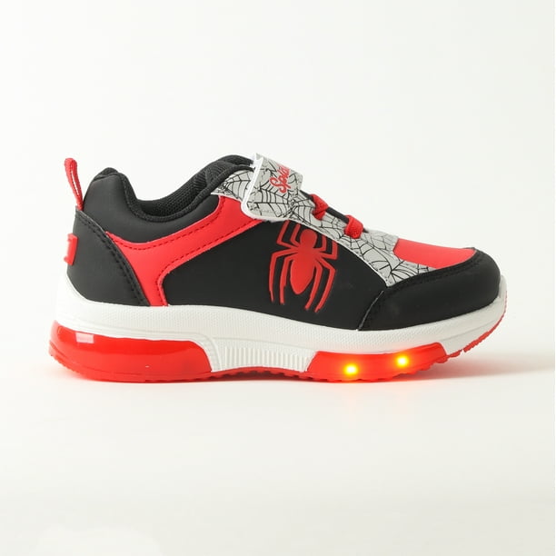 Zapatillas Con Luces Niño Spiderman Spider Negro Marvel