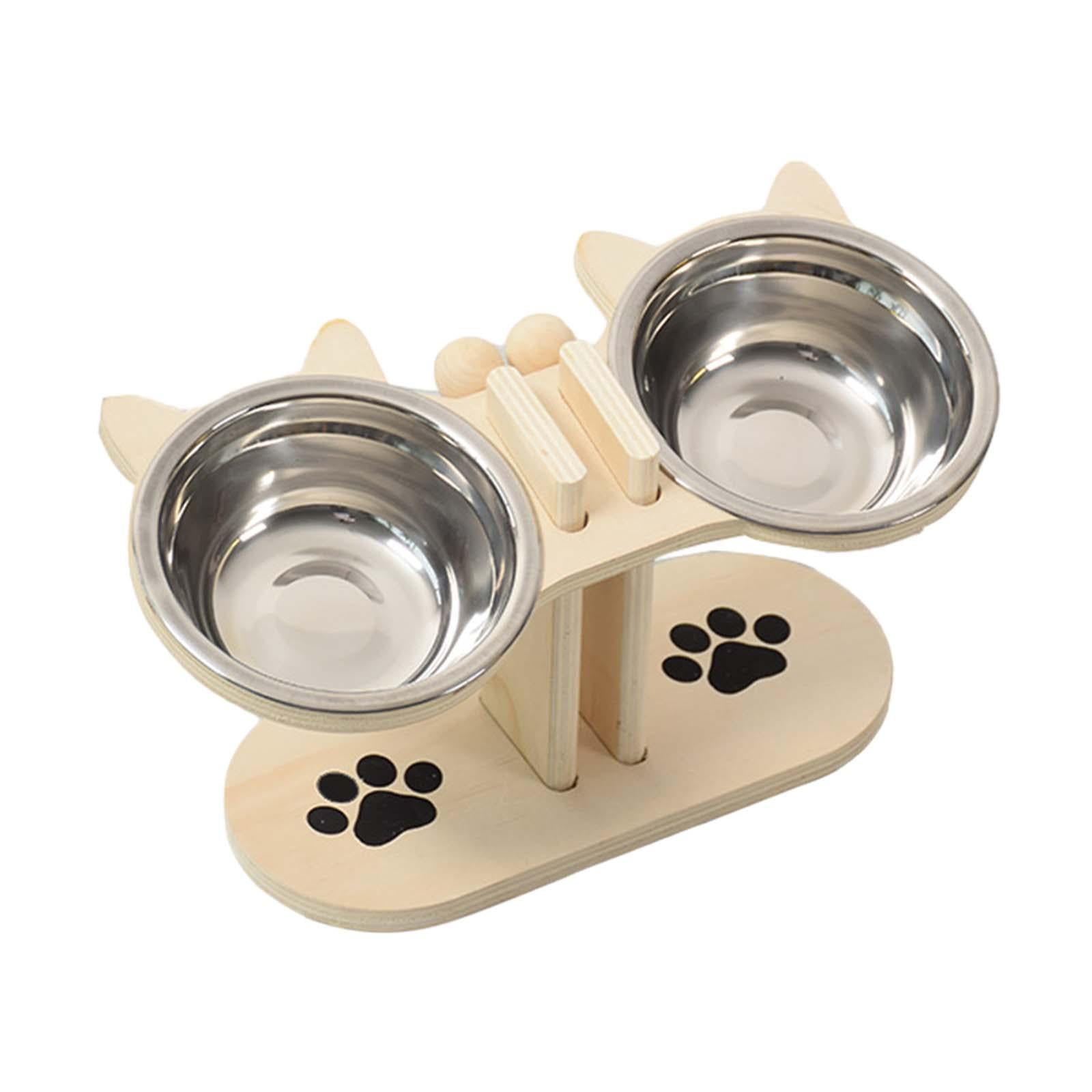 Ioensy - Cuencos Elevados Para Gatos, Cuencos Para Comida Y Agua Para Gatos De Interior, De Madera.