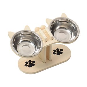 Ioensy - Cuencos Elevados Para Gatos, Cuencos Para Comida Y Agua Para Gatos De Interior, De Madera.