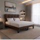 thumbnail image 4 of Cama Dos Plazas con Colchon + Pack de Almohadas Tapizado en Lino Chocolate Oscuro, 4 of 6