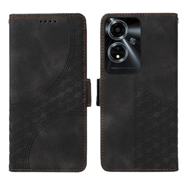 Carcasa FOXDOCK OPPO A59 5G de cuero PU, diseño acolchado clásico, protección contra caídas y rayones