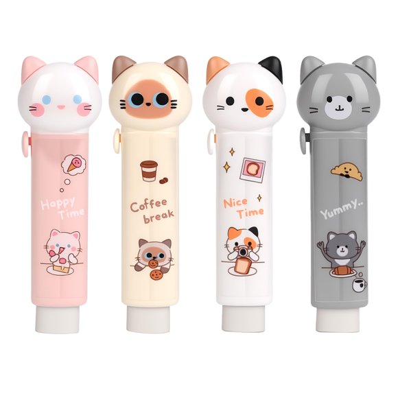 Goma de borrar Daphilly con forma de gato, 4 colores, retráctil