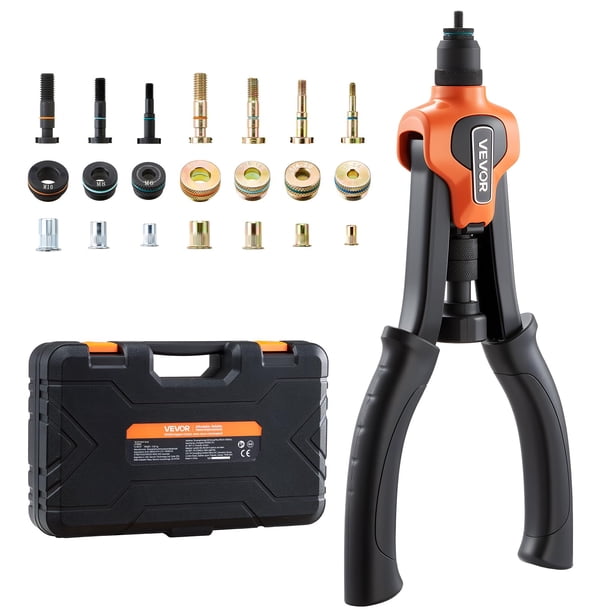 Kit de herramientas para remaches VEVOR 35CrMo con 7 mandriles y funda para 70 tuercas