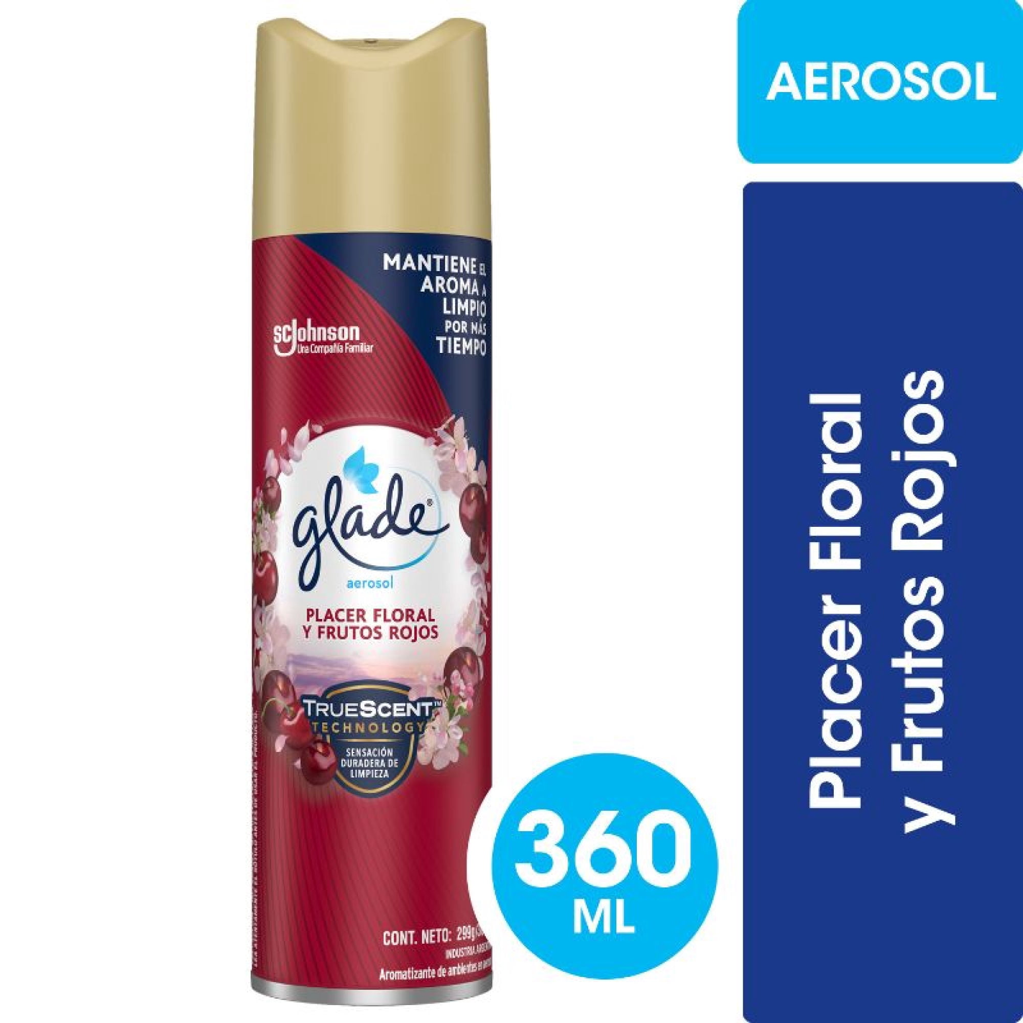 Desodorante Ambiental Aerosol Placer Floral Y Frutos Rojos Lata 360 cc Glade
