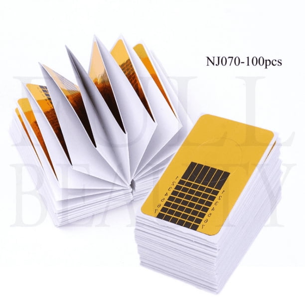 100 pcs Acrylic Gel Manicure Extension Tool with Nail Art Tip Shape Guide Stickers for DIY and Home Use - Salon Quality Nail Forms for Professional Results