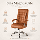 thumbnail image 3 of Silla Ejecutiva Magnus Café con Respaldo Alto Acolchado, Ruedas y Base Cromada para Oficina, 3 of 7