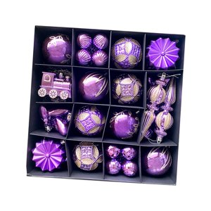 Magideal - 60 Bolas De Navidad Colgantes, Adornos Navideños, Copos De Nieve Decorativos Para El Compromiso En El Hogar , Champán Morado Dorado