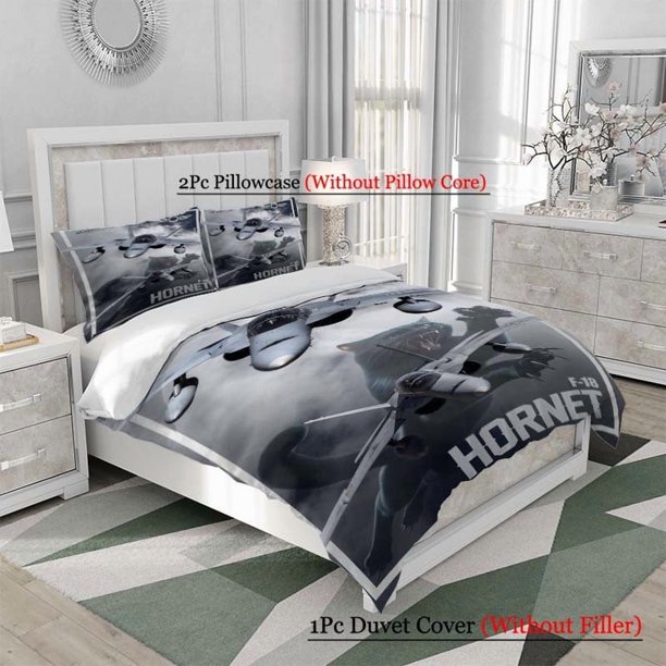 3pcs F-18 Hornet Fighter Jet and Beast Fusion Creative Poster Pattern Bedding Set Soft and Comfortable