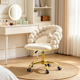 thumbnail image 1 of Silla de vanidad trasera de burbuja de terciopelo, silla de maquillaje giratoria de 360 ° de altura ajustable con base de metal de oro y ruedas rodantes silenciosas, 1 of 5