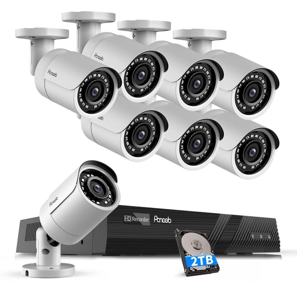 Sistema de cámara de seguridad PANOOB PoE 4K 8MP 8 canales con 2 TB