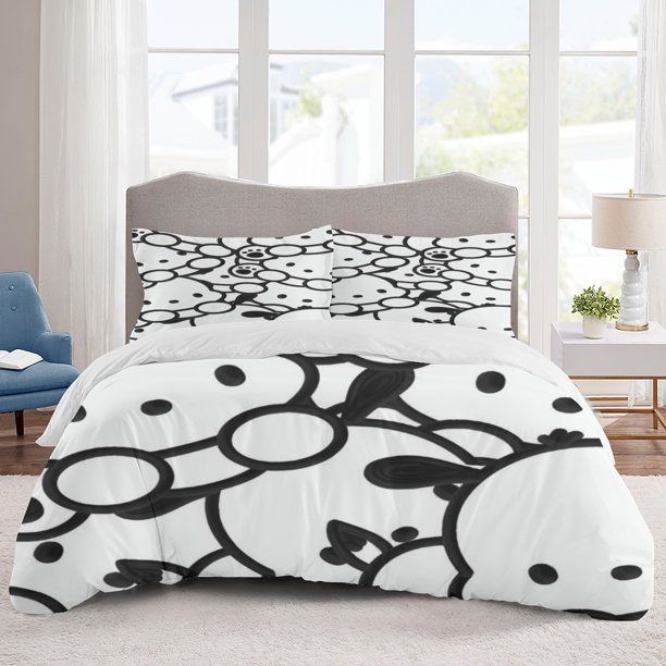 pochacco Bedding Sets Cartoon Duvet Cover Lightweight 3 Piece Bet Sets for Kids Boys Girls