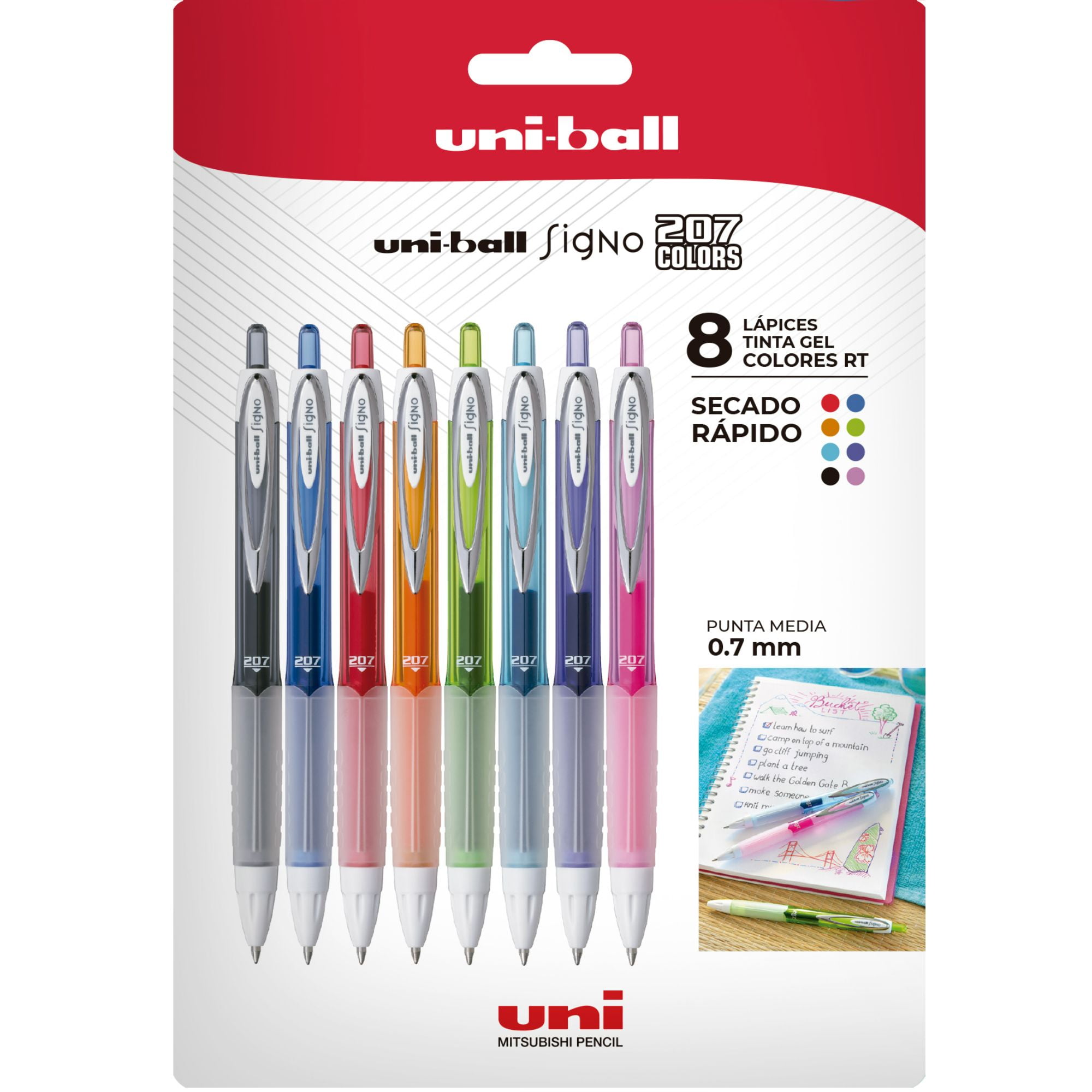 Faber Castell - Lápices Gel Uniball Retráctiles Signo 207f X8 Colores