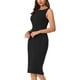 thumbnail image 4 of INSPIRE CHIC Vestido formal midi sin mangas con cuello barco para mujer, atuendo de maestra para el regreso a clases, negro, talla S, 4 of 6