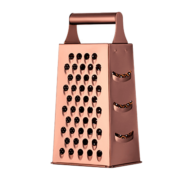 Rallador de caja de acero inoxidable de 4 lados para cocina, con mango para queso y verduras, triturador de alimentos portátil.