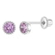thumbnail image 1 of Aros redondos con un circon rosado engastados en bisel para bebes y niños, 1 of 2