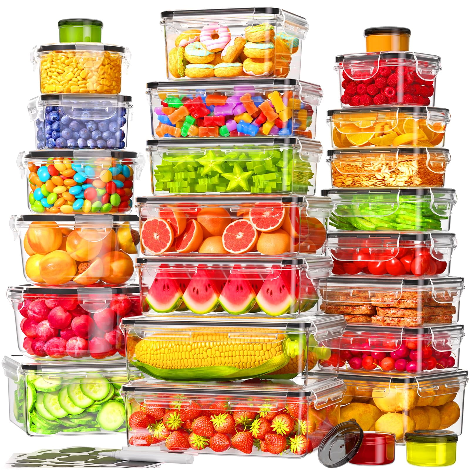 Recipientes De Almacenamiento De Alimentos Kemethy, 50 Unidades, Herméticos, Sin Bpa