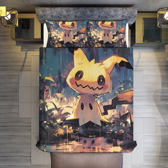 Mimikyu Pokmon Fan Art 3 Piece Sets Reversible Microfiber Quilts