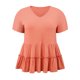 thumbnail image 4 of GRACE & GRANDEUR Blusas Peplum de Verano para Mujer Tallas Grandes de Pascua Babydoll con Textura en Capas Plisadas Cuello en V Manga Corta Ajuste Suelto Casual 3X Naranja, 4 of 6