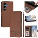 thumbnail image 1 of Funda de Cuero Tipo Billetera para Samsung Galaxy S24 5G / S25 5G 6.2", con Tarjetero, Correa para Muñeca, Soporte a Prueba de Golpes con Relieve de Patrón Feliz, Funda para Teléfono, Marrón, para, 1 of 8