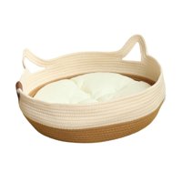 Magideal - Cama Tejida Para Gatos, Nido Para Dormir Para Perros Pequeños Y Gatos Con Cojín Suave, Suministros Para Mascotas, Cama Para Dormir Para Mascotas, Cama M