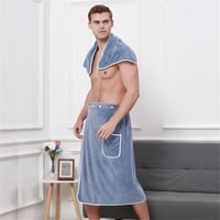 Xusx111 - 2 Set De Los Hombres Toalla Envoltura Albornoz, Baño Suave Ajustable Envoltura Para La Ducha, Sauna, Coral Lana Súper Suave, Absorbente Y Secado Rápido -Blue