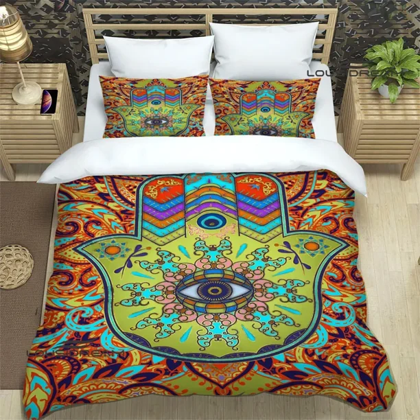 v1309 Bed Sheets Hand of Fatima printed Bedding Sets exquisite bed supplies set duvet cover bed comforter set bedding set luxury birthday gift 3-Piece Bedding Set (1 Duvet Cover + 2 Pillow Shams) Bed