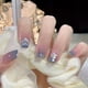 thumbnail image 3 of Sparkling Pink Flower and White Tip Press On Nails - Full Coverage Acrylic False Nails for Women and Girls, 3 of 3