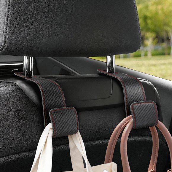 Gancho para reposacabezas de coche Romiona 2 uds negro con fibra de carbono