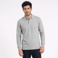 T-World - Polera Hombre Piqué Manga Larga Premium 60/40 Ideal Para Bordar Gris