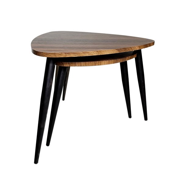 Mesa Benzara Clovia, juego de 2 unidades triangulares de madera y metal