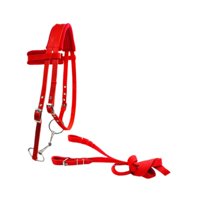 Magideal - Brida De Caballo Con Cabezal De Rienda, Arnés Versátil Acolchado, Collar De Cabeza Con Cojín Suave, Cuerda Para Montar A Caballo, Correa Para Encuesta Rojo S