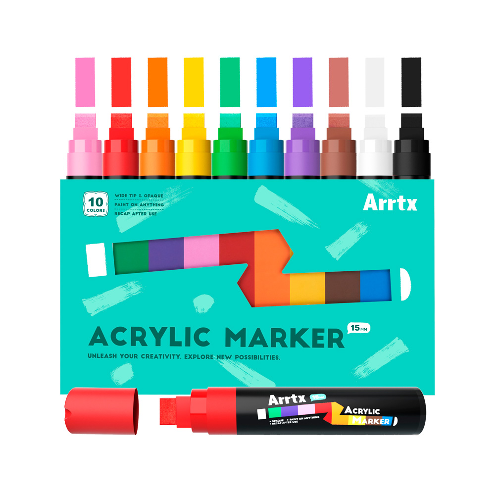 Arrtx 10 Marcadores Acrílicos Jumbo De 15 Mm