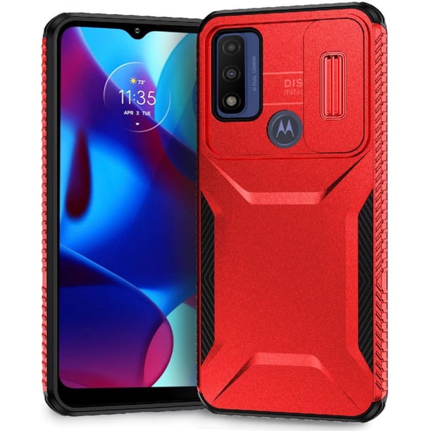 Funda Resistente para Motorola Moto G Power 2022 con Tapa Deslizante y Protección Militar Rojo