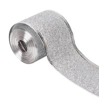 Magideal - Cinta Navideña Con Purpurina De 2 Pulgadas X 90 Yardas, Elegante, Multiusos, Para Decoración Navideña, Bricolaje, Flexible Para Bodas, Accesorios De Plateado