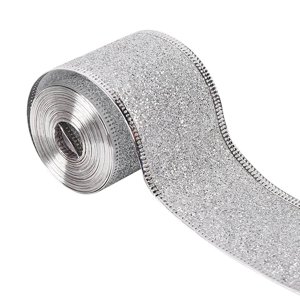 Magideal - Cinta Navideña Con Purpurina De 2 Pulgadas X 90 Yardas, Elegante, Multiusos, Para Decoración Navideña, Bricolaje, Flexible Para Bodas, Accesorios De Plateado