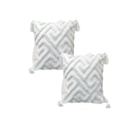 Genérico - Set De 2 Fundas De Cojin Tufting 45X45 Cm Blanco 05