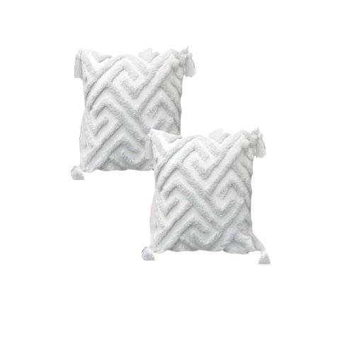 Genérico - Set De 2 Fundas De Cojin Tufting 45X45 Cm Blanco 05
